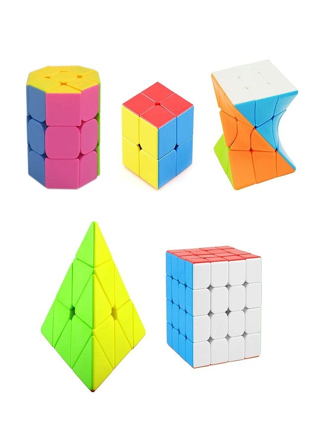 QWICK CLICK High Speed Cube Stickerless 3D Puzzle Cube Bundle 2x2, 4x4, Octa, Twister & Pyramid (Pack of 5)
